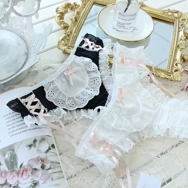 Simpatiche mutandine di pizzo Kawaii da donna pantaloncini di cotone giapponese lingerie sexy Lolita pizzo lingerie romantica G String intimo donna