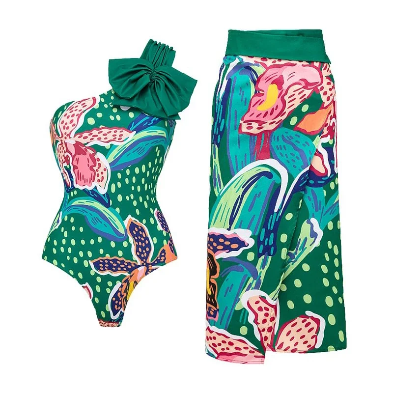 2025 nouveau Flaxmaker une pièce maillot de bain Sexy femmes imprimé une épaule maillots de bain femmes plage couvrir maillot de bain maillots de bain
