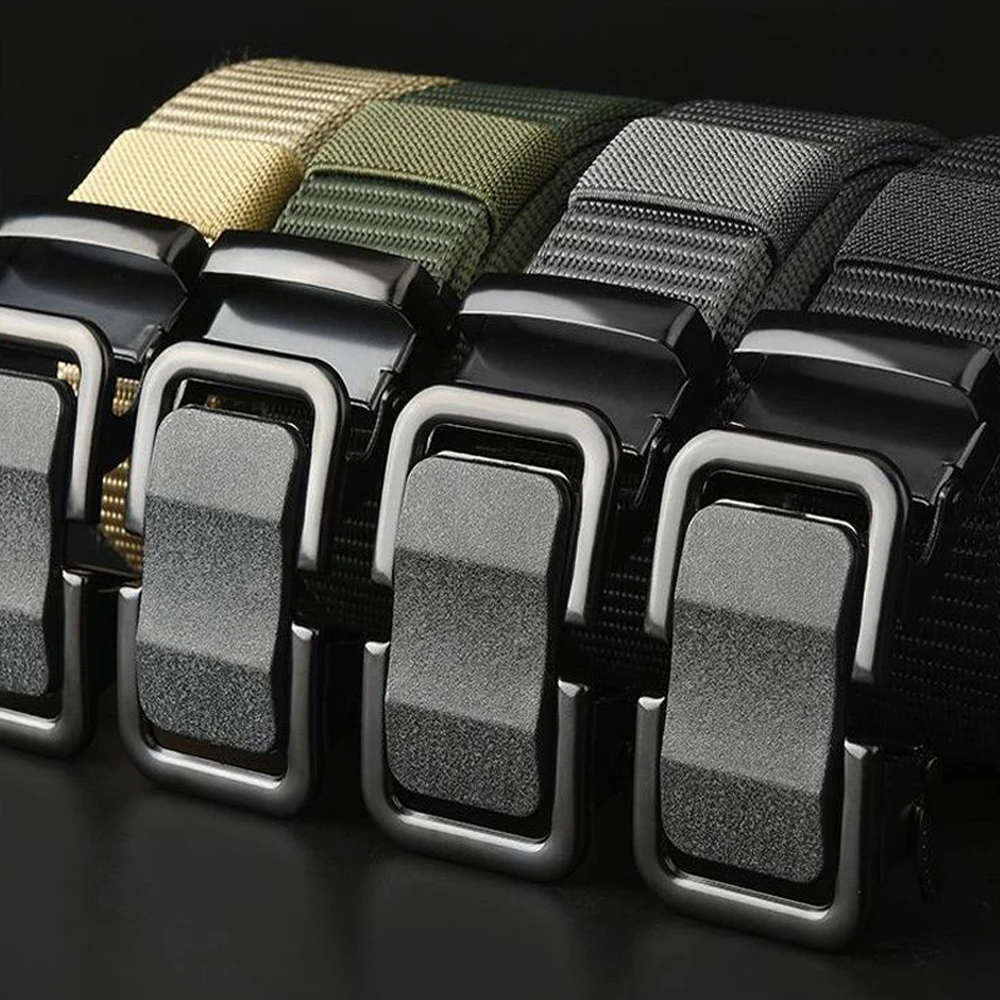 Nylon Braided Tactical Belt with Automatic Buckle, Heavy-Duty Workwear Belt for Men Women, Outdoor & Military Training Waistband