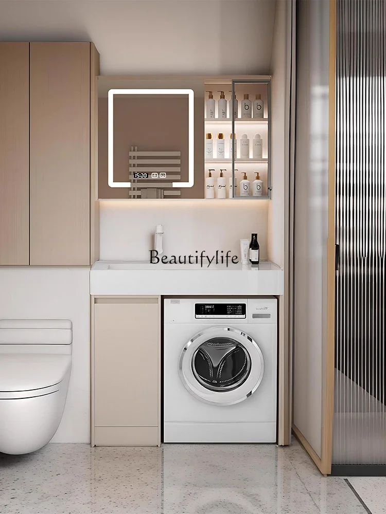 Washing Machine Cabinet Bathroom Stone Plate Integrated Bathroom Cabinet Laundry Tub Inter-Platform Basin Companion Cabinet