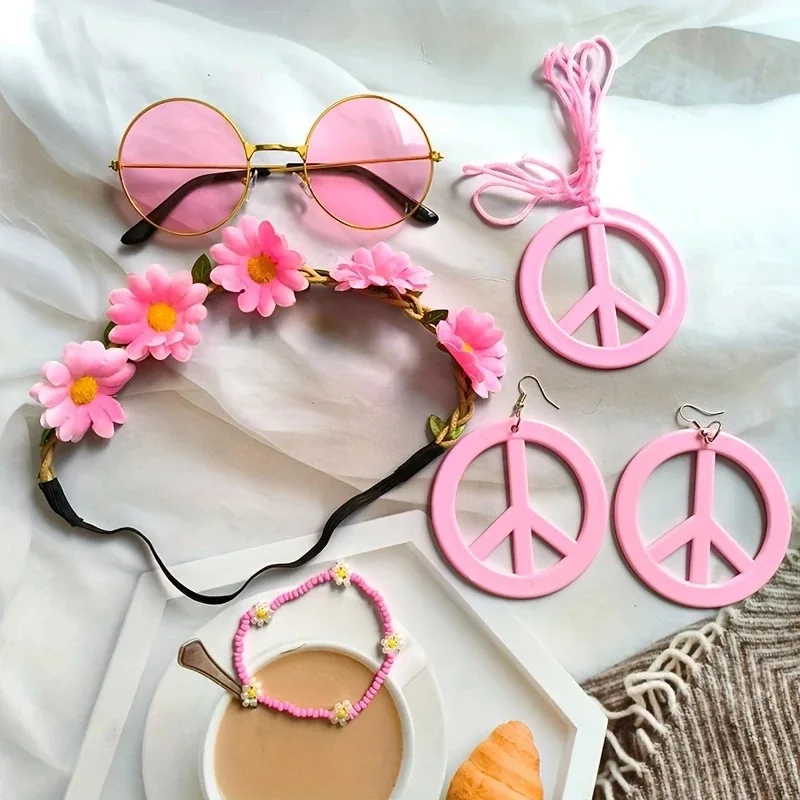 Halloween Hippie Cosplay Set – Friedenssymbol Kostüm