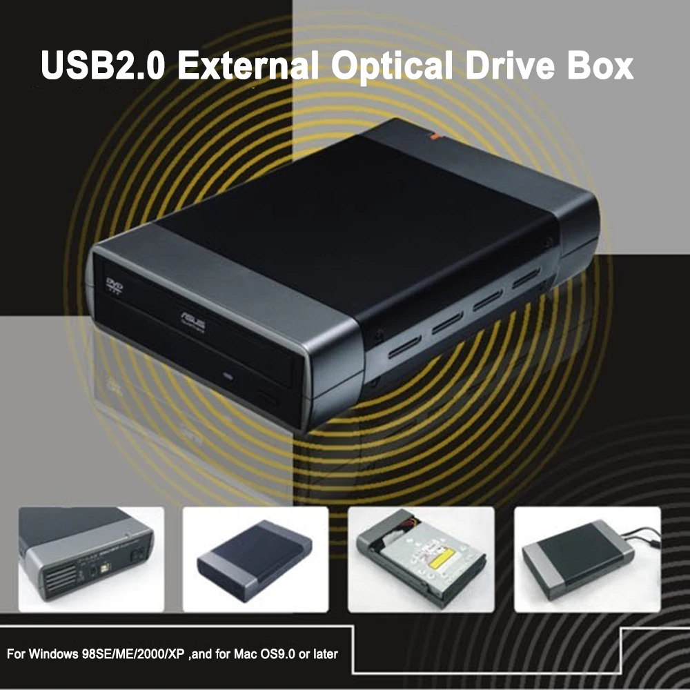 USB3.0/2.0 zu SATA Festplattengehäuse US/EU-Adapter 5,25 Zoll optisches Laufwerk Gehäuse Unterstützung DVD 16-Gang-Aufnahme Festplattengehäuse