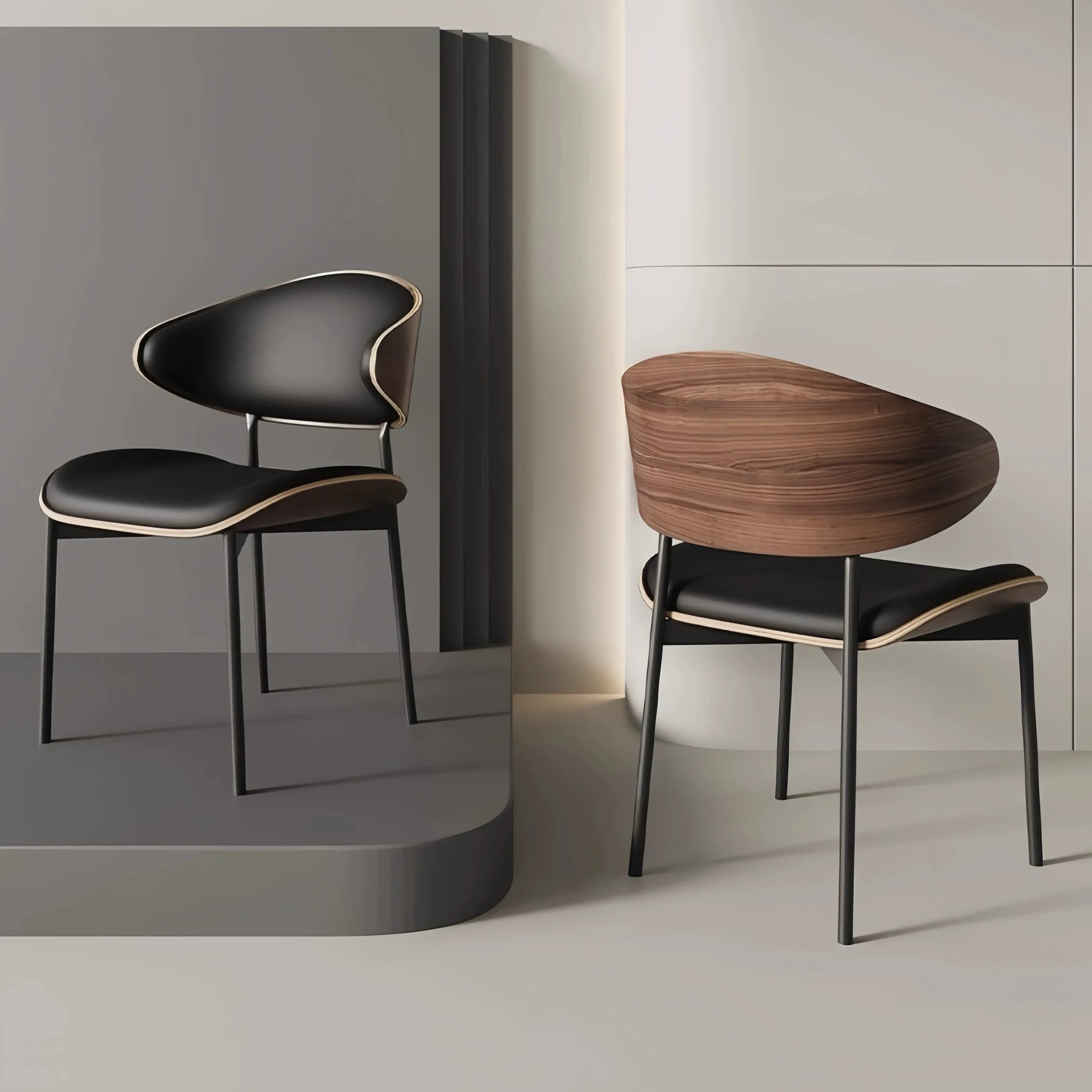 Artemon Luxury Italian Vintage Dining Chair Household Walnut Back Rest Chair New High-end Dining Table Antique Minimalist Chair