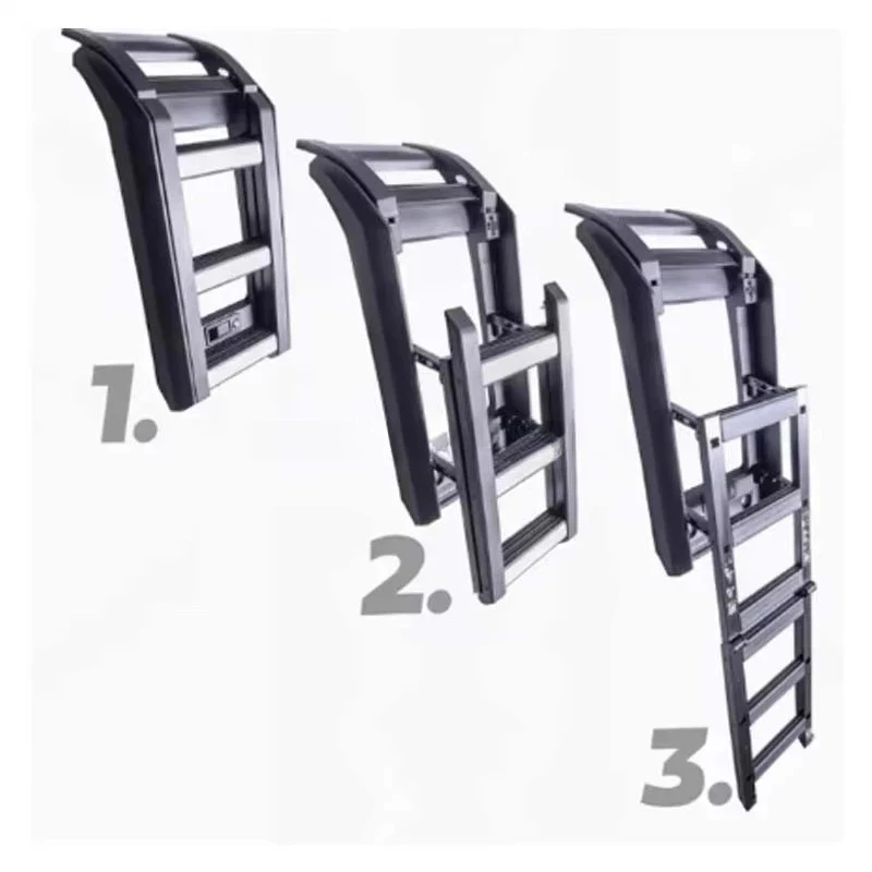 HS's newly designed exterior modification two-piece side ladder premium roof platform storage rack is suitable for Defender acce