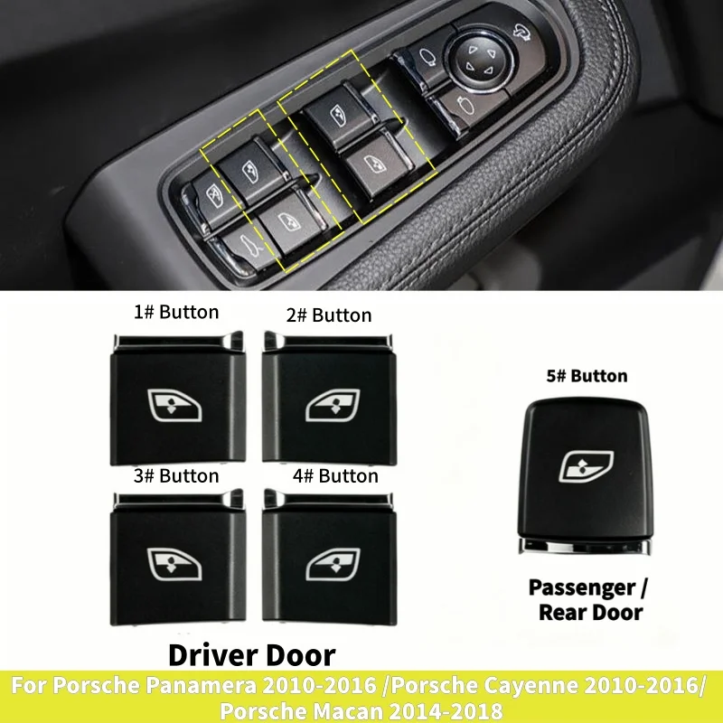 1Pcs Car Interior Driver Passenger Window Lift Push Switch Button For Porsche Cayenne Panamera 2010-2016 Macan 2014-2018