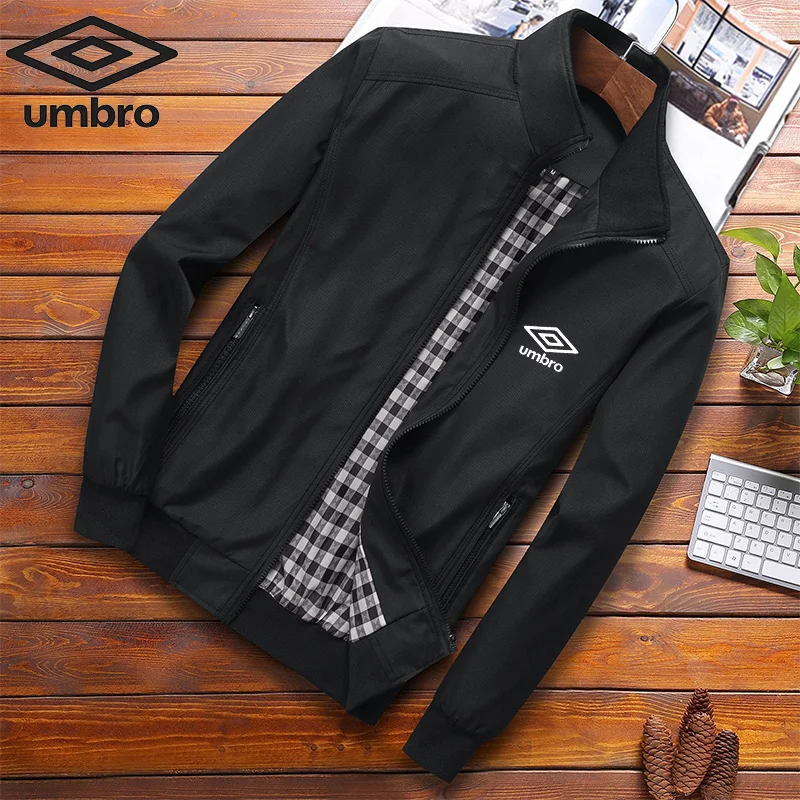 Alta calidad bordado Umbro Primavera/otoño moda Casual Slim Fit chaqueta bomba cuello de béisbol chaqueta de hombre M-6XL