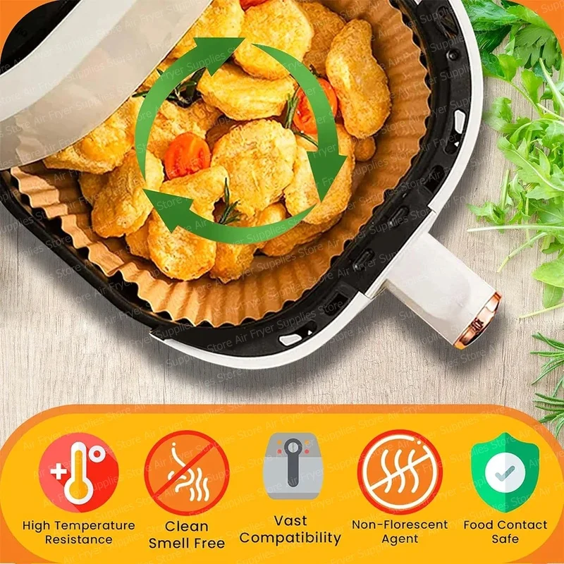 Square Air Fryer Parchment Paper Liners – Baking Paper for Ninja, Cosori & Instant Pot 3-12L Airfryer