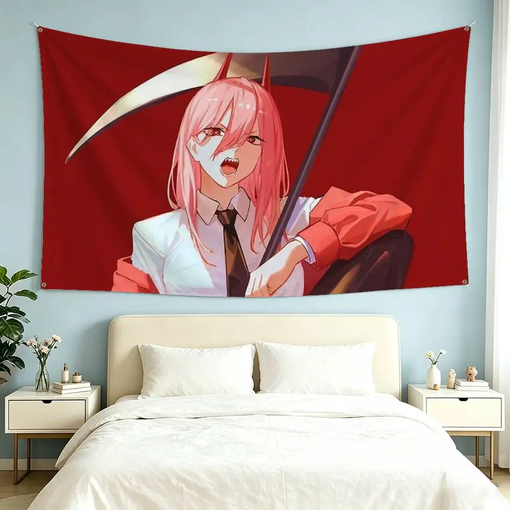 Anime C-Chainsaw Man P-Power Flag Suitable For Party Club Outdoor Interior Wall Decoration Banner Fans Gift 6