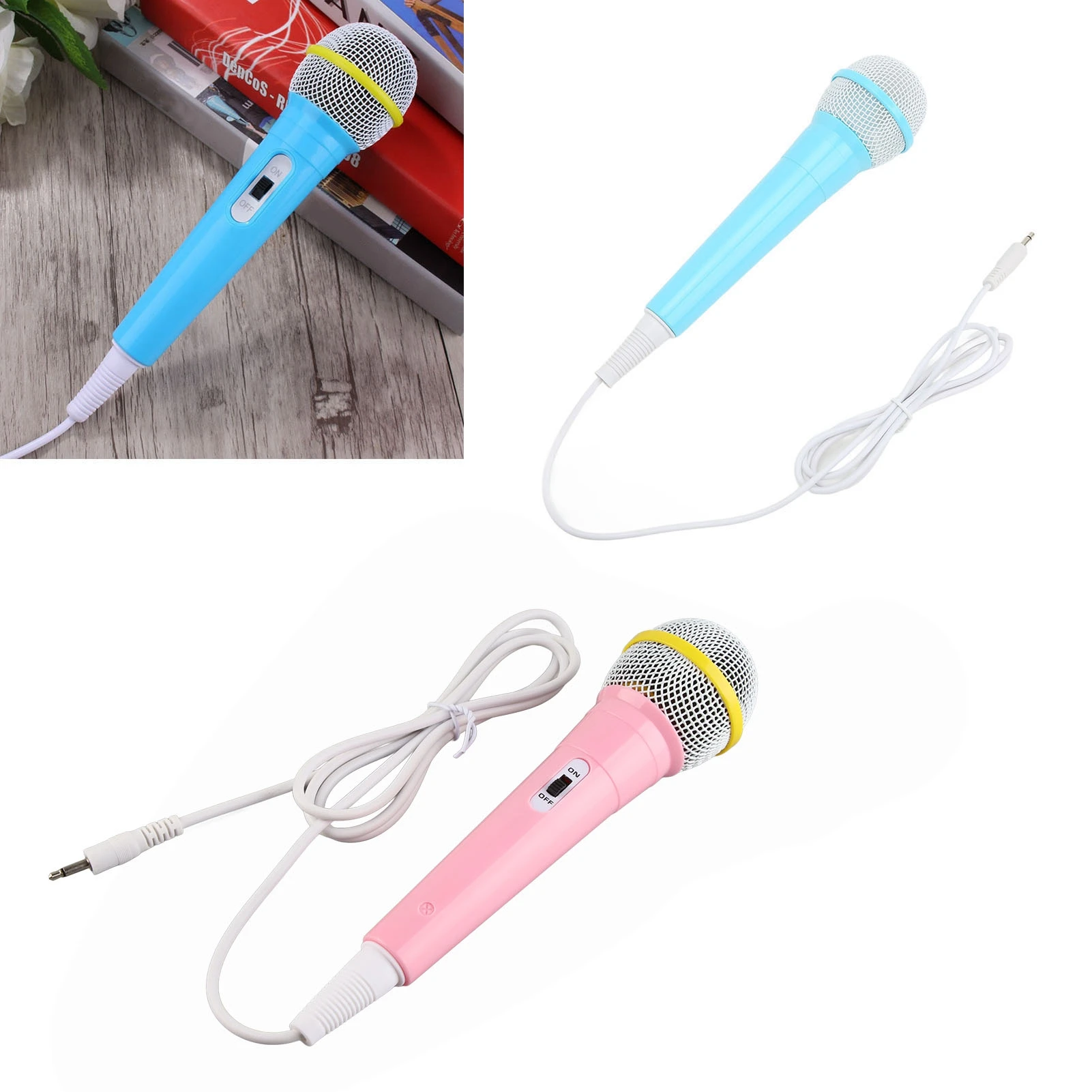 Child Singing Mic Educational Kids Wired Microphone 3.5mm Plug Low Distortion Plastic for Musical Instrument for Family Party