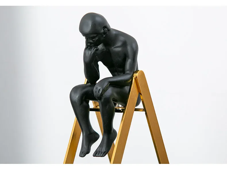 Golden Ladder Thinker Portrait Statue Desk Decor Ornaments Abstract Figures Figurines Crafts Decorative Figurines Home Decor