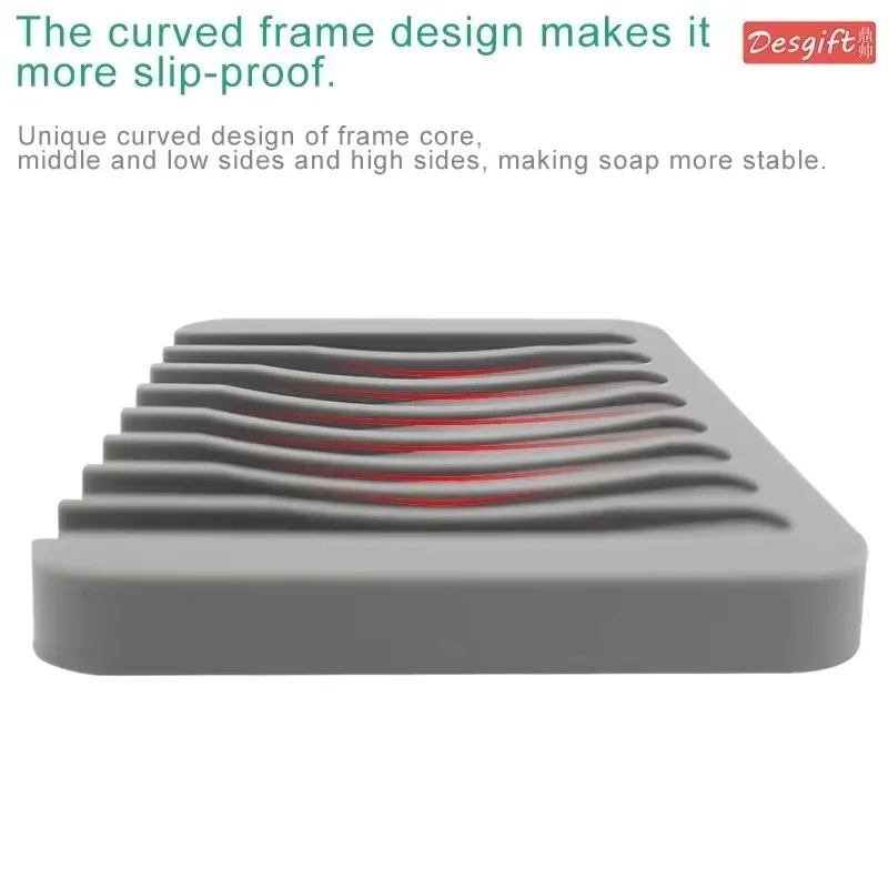 1 Pcs High Quality Silicone Self Draining Soap Dishes Innovative Soap Holder Saver Silicone Soap Holder Anti Slip Pad