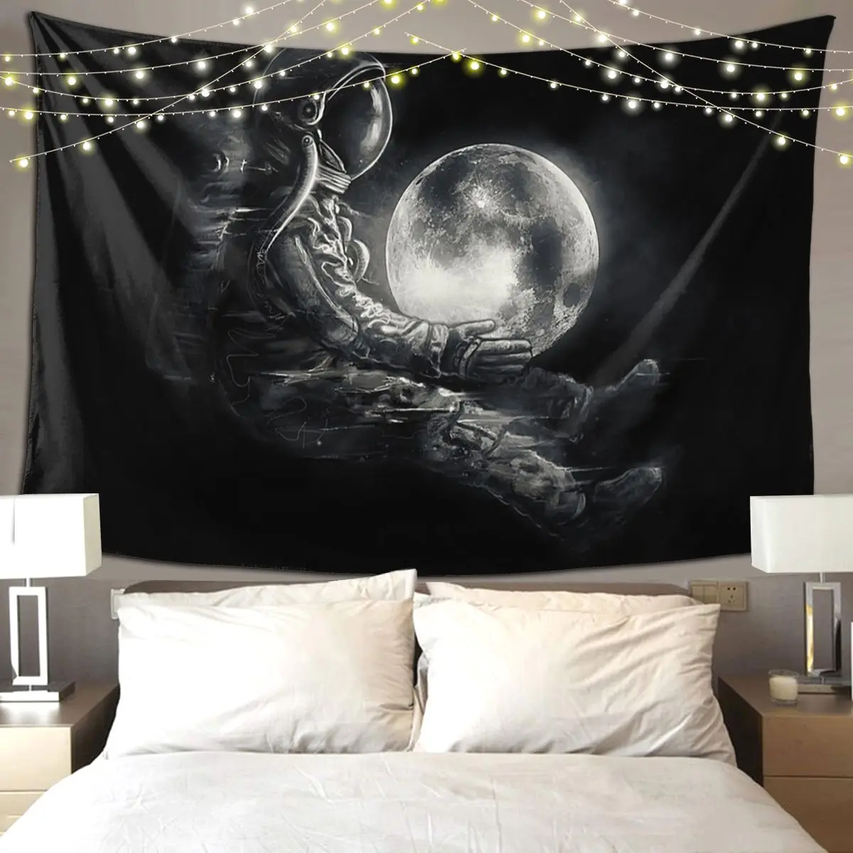 

Гобелен с луной, художественный настенный эстетический домашний декор, гобелены для гостиной, спальни, общежития, комнаты