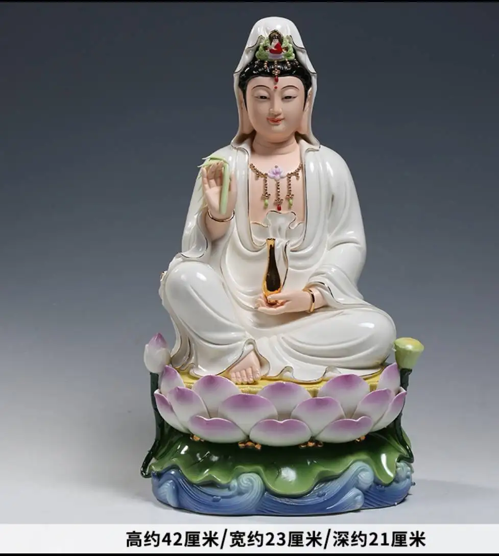 42cm large HOME high grade Buddha statue Guan yin PU SA Avalokiteshvara COLOR Ceramic bless safe good luck