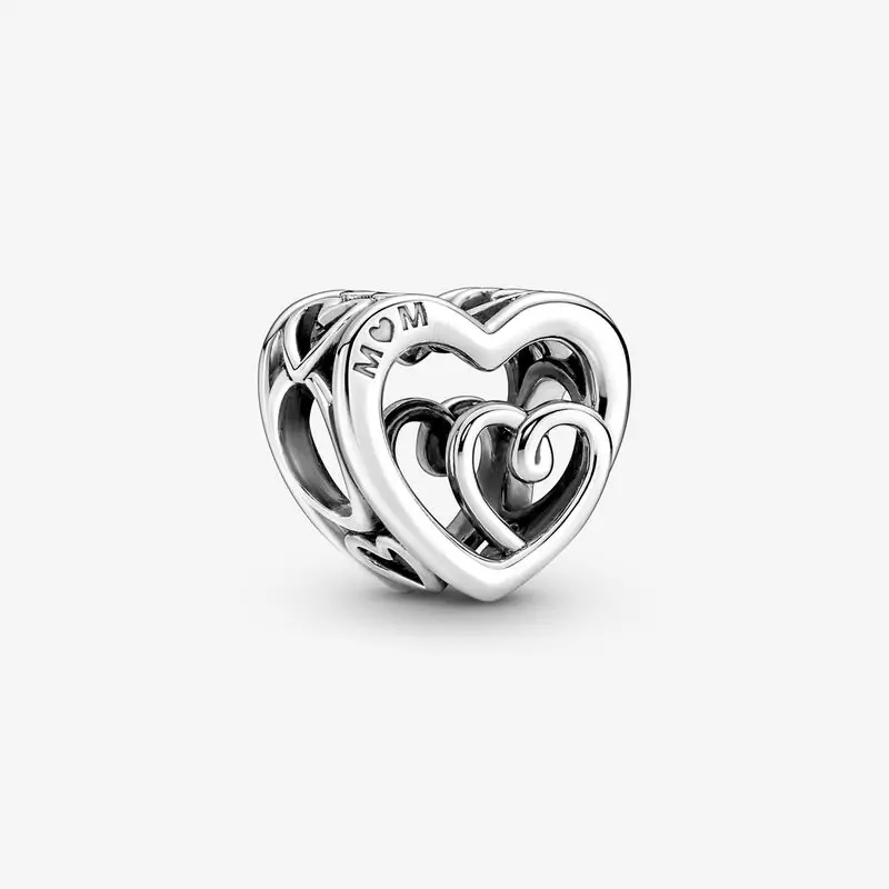 

925 Sterling Silver Entwined Infinite Hearts Charm Beads Fits Original Pandora Bracelets Necklace Bangle Mother's Day