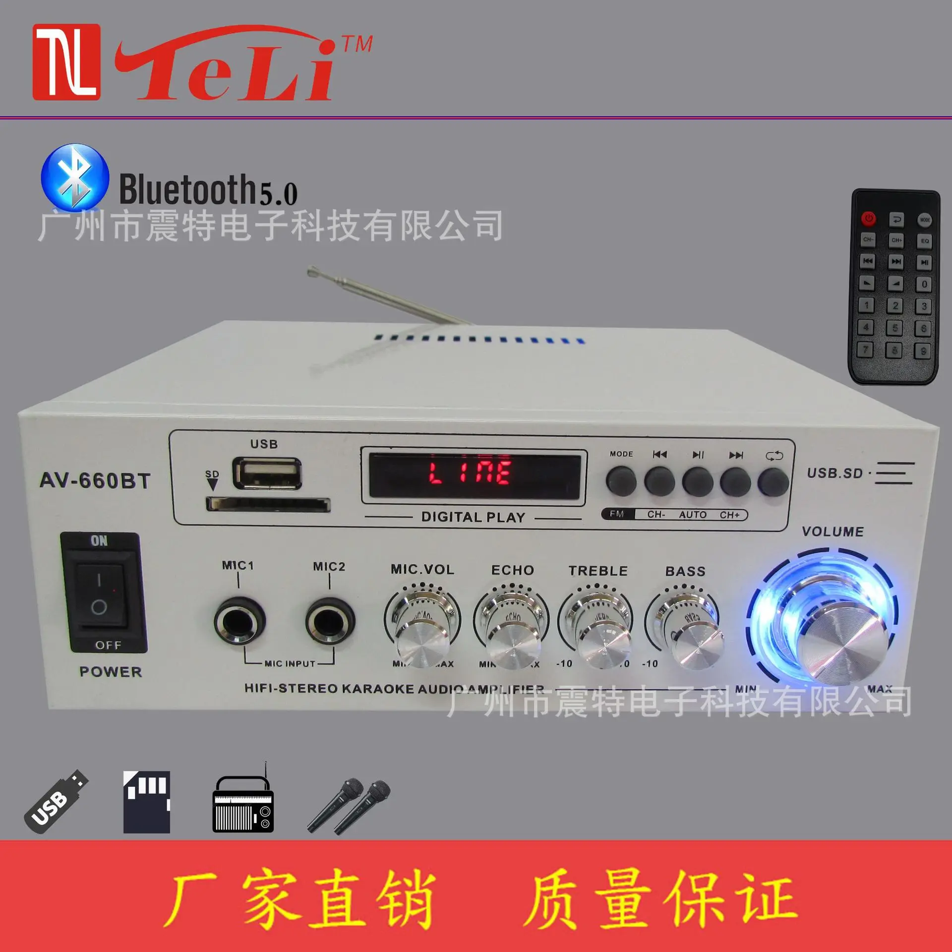 AV-660BT Amplificatore di potenza a doppia tensione ad alta potenza con scheda USB Flash Drive Radio Bluetooth