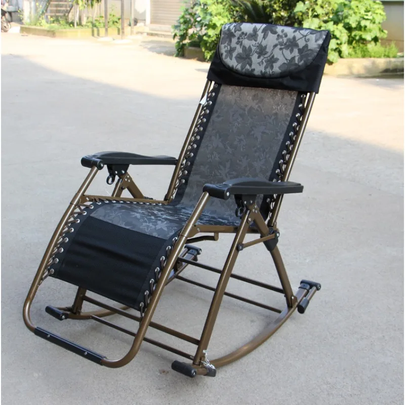 

Складное кресло-качалка, регулируемый ленивый шезлонг, кресло для отдыха для пожилых людей с подголовником и пряжкой из алюминиевого сплава