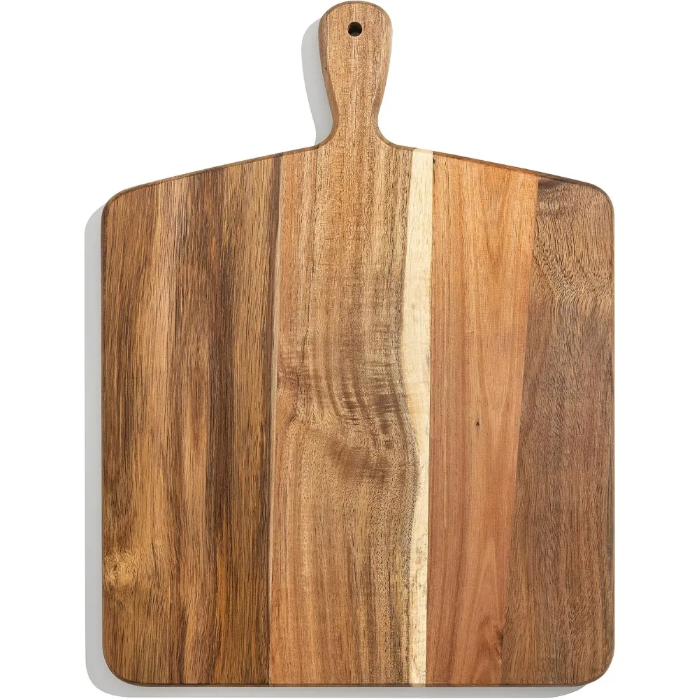 

Cutting Board and Chopping Board with Handle for Meat, Cheese Board, Vegetables, Bread, and Charcuterie - Decorative Wooden