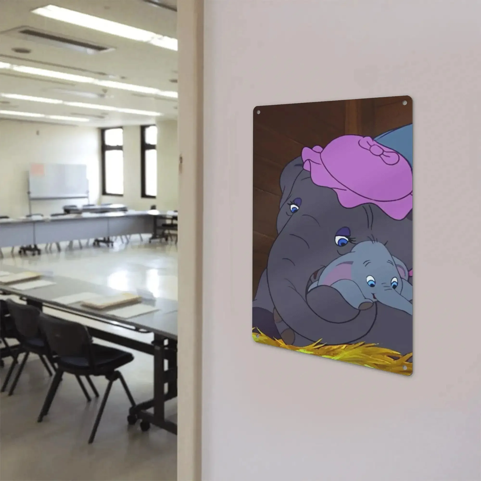 Decoración de pared de Metal de elefante de Disney, pieza plana 2D de 8x12,2 pulgadas, arte de póster de película Vintage de Disney con elefante y ratón Timothy