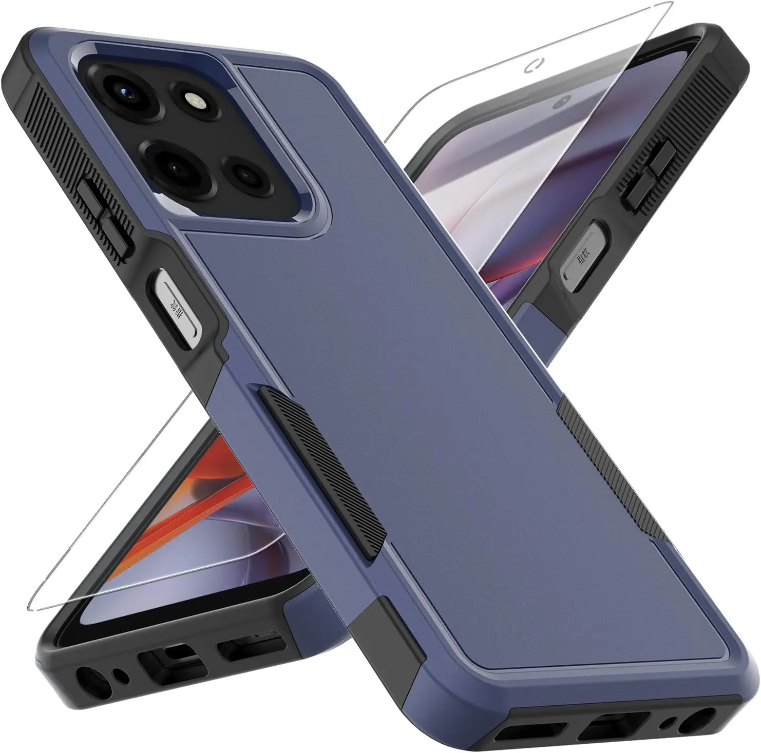 

Military Grade Drop Tested Phone Case with Screen Protector, Dual Layer Protective Cover for Moto G 5G 2025 (Blue)