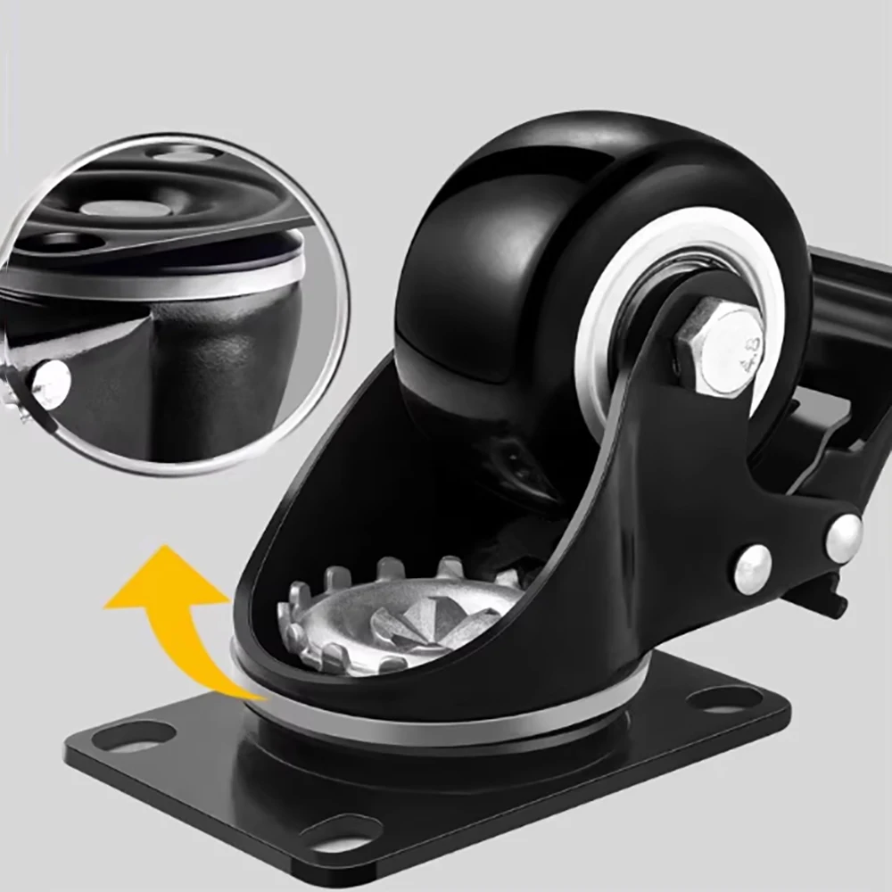 

1Pcs 2-5 Inch Black Heavy-Duty Casters Silent Rotation Universal Universal Table Chair Wheels Hand Push Brake Wheel Accessorie