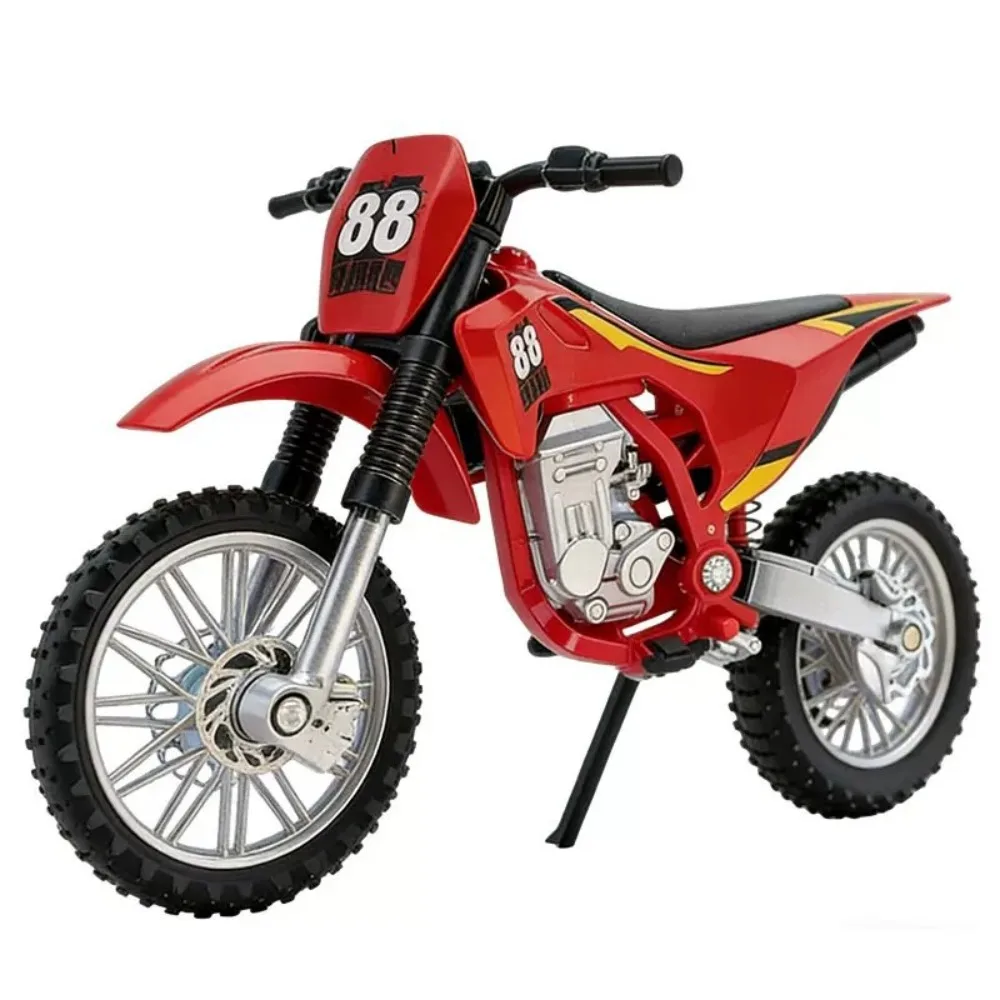 Die-Cast Metal Finger Motorcycle Toy Realistic Miniature Dirt Bike Off-Road Motocross Vehicle Game Set