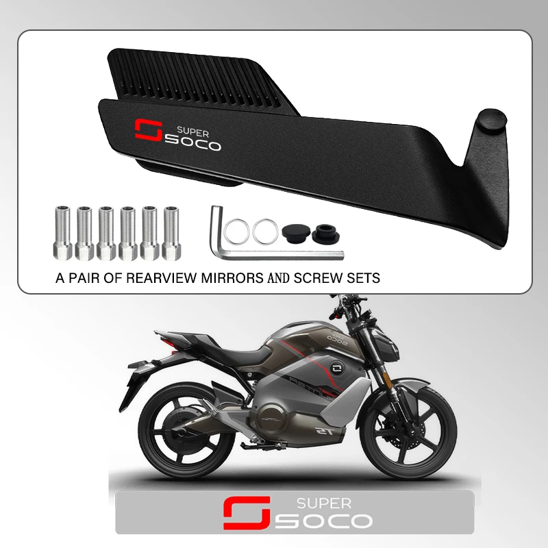 Track Certified Wide-angle Motorcycle Fixed Wind Wing Rearview Mirror For SUPER SOCO CPx CU TC 50 MAX TS TSX 1500 Convex Mirror