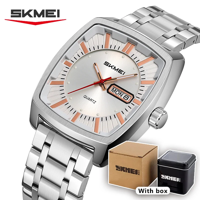 SKMEI Luxury Quartz Mens Casual Top Brand Watches Round Movement Waterproof Mens Wristwatches Date Week Display Male Clock 9354