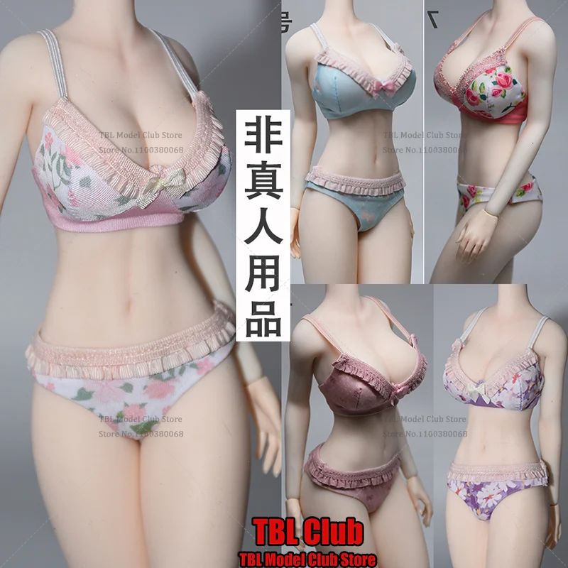 

1/6 Scale Female Clothes Printed Ice Silk Underwear Set Cute Bow Lace For tbleague 12-inch Action Figure Soldier Scene Props