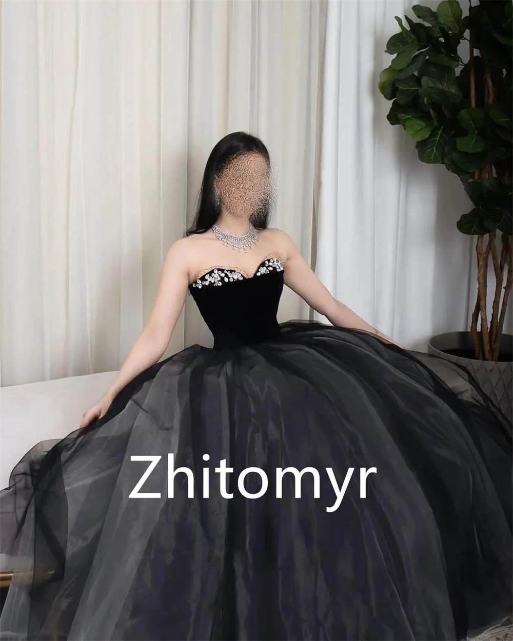 Customized Matching High Quality Strapless Ball gown Formal Ocassion Gown Beading Floor length Skirts Organza Evening Dresses 프롬