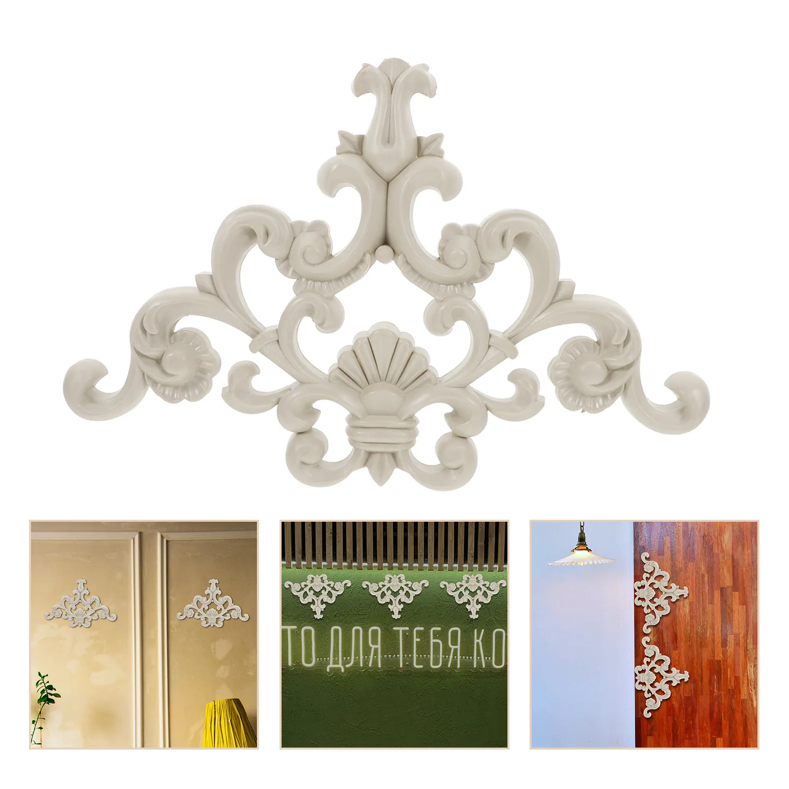 Wall-Mounted Carved Flower Onlay Applique PVC Decoration for Home Living Room Background Wall Ceiling Door Corner DIY Adhesive
