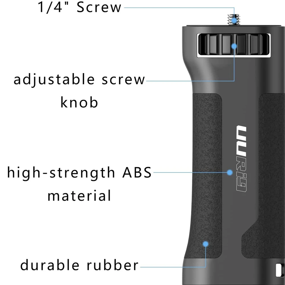 UURig-estabilizador de mano de manilla de sujeción para cámara móvil con tornillo de 1/4 pulgadas para teléfono inteligente DSLR, cámara deportiva, luz de vídeo Vlog