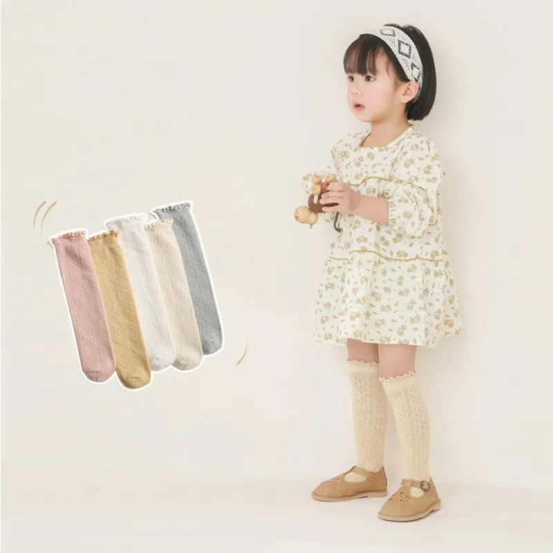 2024 Clibeso Summer Girls Stockings Kids Girl One Size Plain Knee Socks Children Casual Long Socken