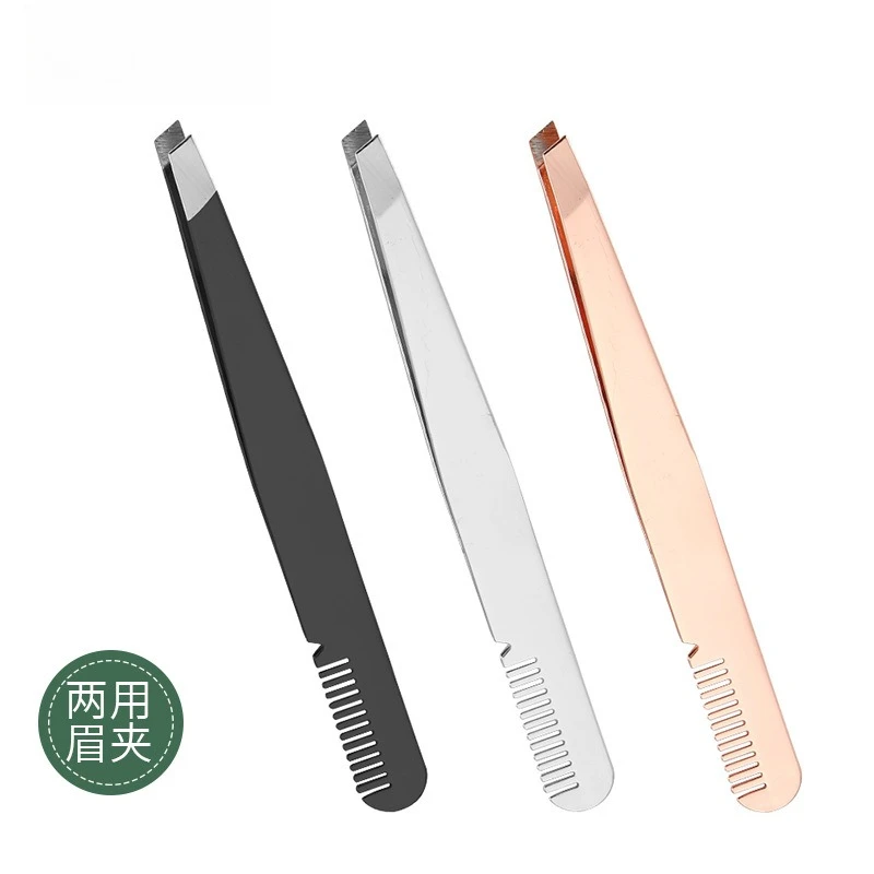 Pinzette per piegaciglia inclinate placcate in oro in acciaio inossidabile Pinzette per depilazione sopracciglia Pinzette molto rilassate e molto senza sforzo