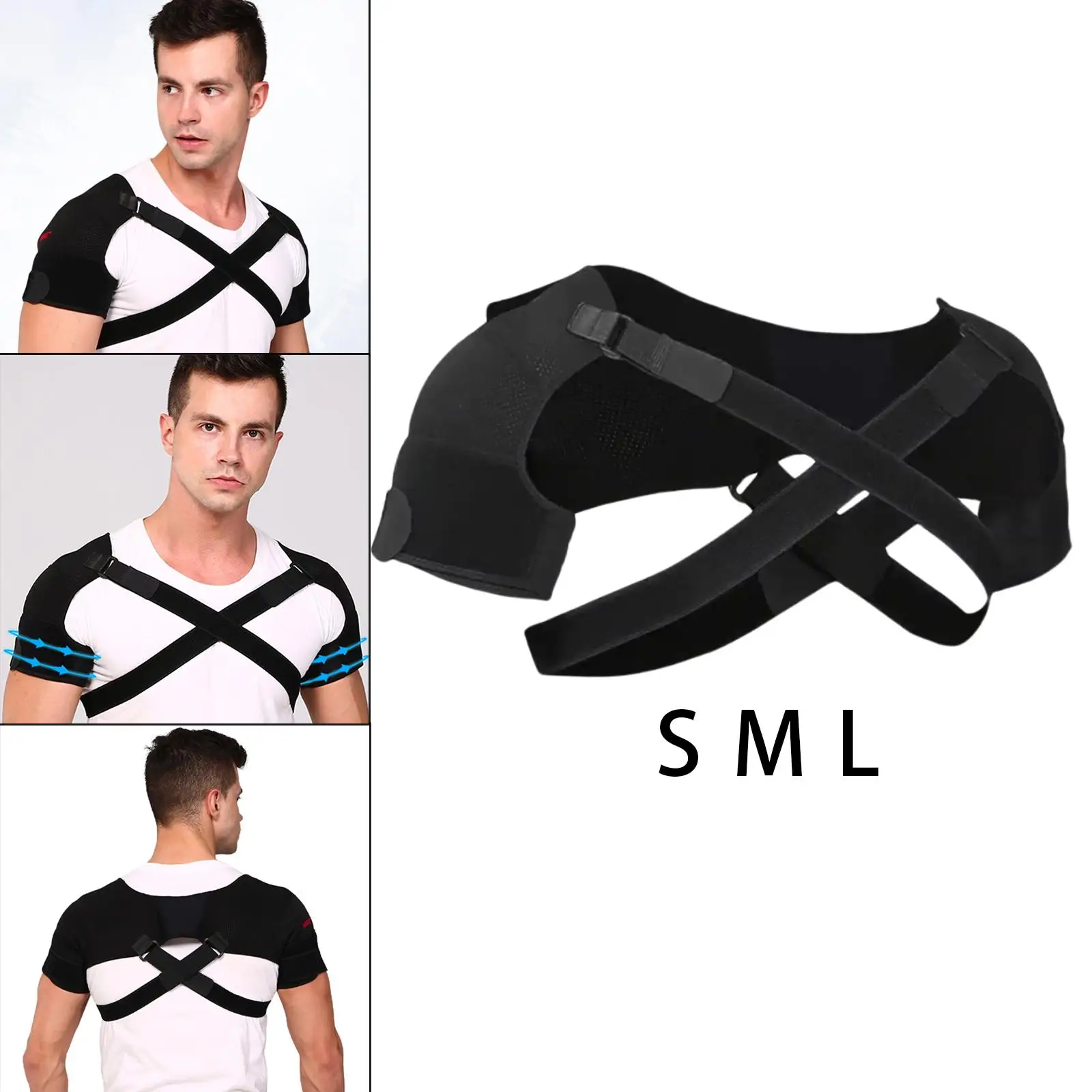 Double Shoulder Support Strap Adjustable Bandage Sports Double Shoulder Brace Wrap Belt Band Pad Back Support Protector