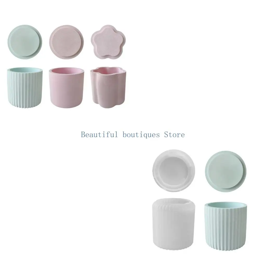 

U4LF Silicone Storage Box Mold DIY Crystal Exploy Resin Jar Molds with Lid Cup