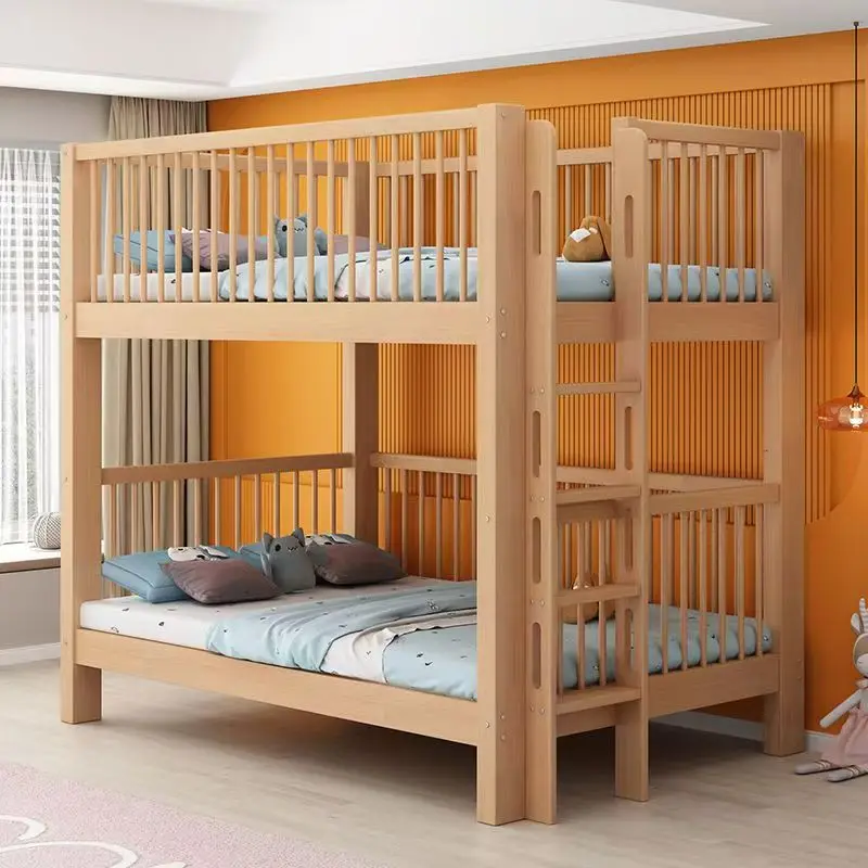 All-solid wood beech children's bunk beds,double-layer beds, ladder cabinets, single top bunks