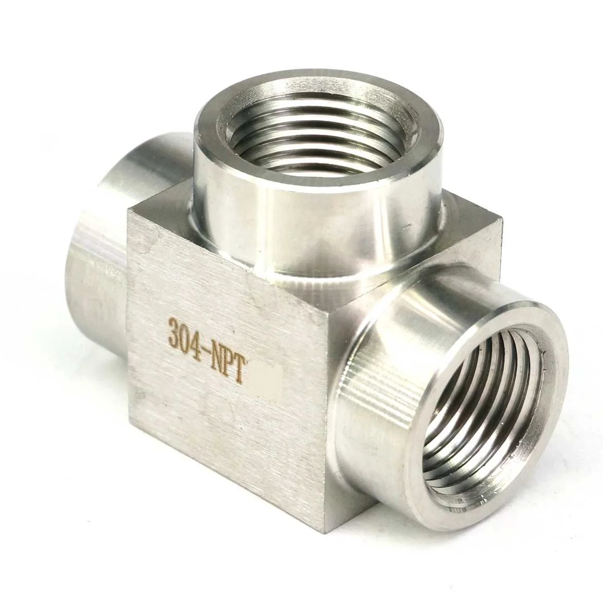 

3/8" NPT Female Pressure 3500psi 304 Stainless Steel Tee 3 Way Pipe Fitting Water Gas Oil