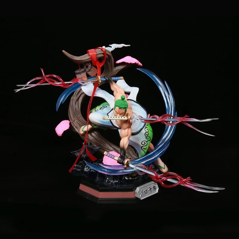 26cm One Piece Roronoa Zoro Wano Country Santoryu Crazy Tiger Zoro Luminous Collectible Pvc Gk Toy Ornament Statue Model Gift