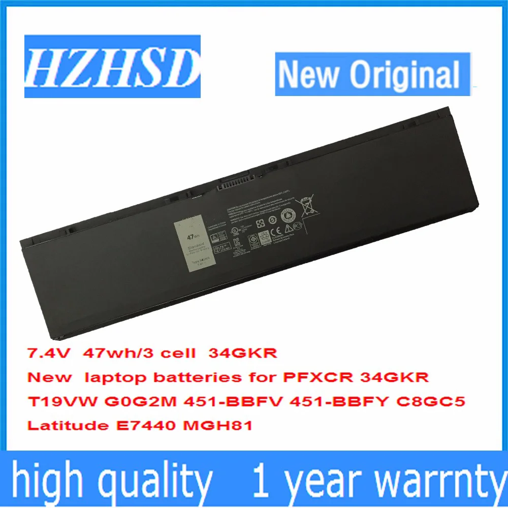 

7.4v 47wh Original 34GKR 3RNFD V8XN3 PFXCR battery for DELL Latitude E7420 E7440 E7450 T19VW G0G2M C8GC5 MGH81 909H5 G95J5 5K1GW