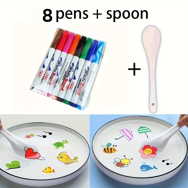 

A 9-piece set featuring magical water painting pens with floating ink, mixed-color marker pens, suitable for drawing and various