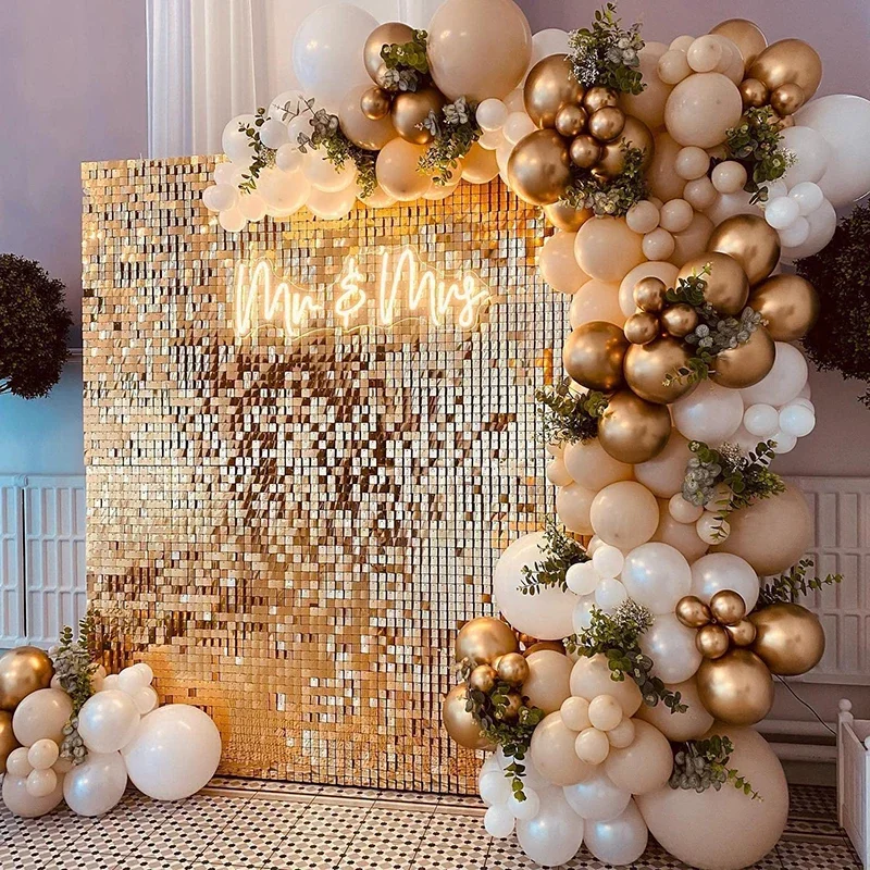 30x30cm Square Shimmer Sequin Panel Wall Glitter Birthday Party Background Decorations Backdrop Curtain for Wedding Event Decor
