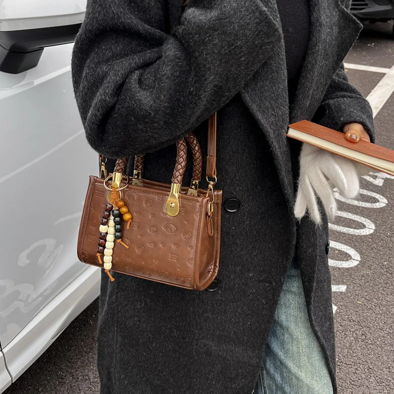 

2025 Women's Vintage Square Bag, Genuine Leather Multi-way Shoulder Crossbody Purse, Minimalist Work Bag for Office Commute