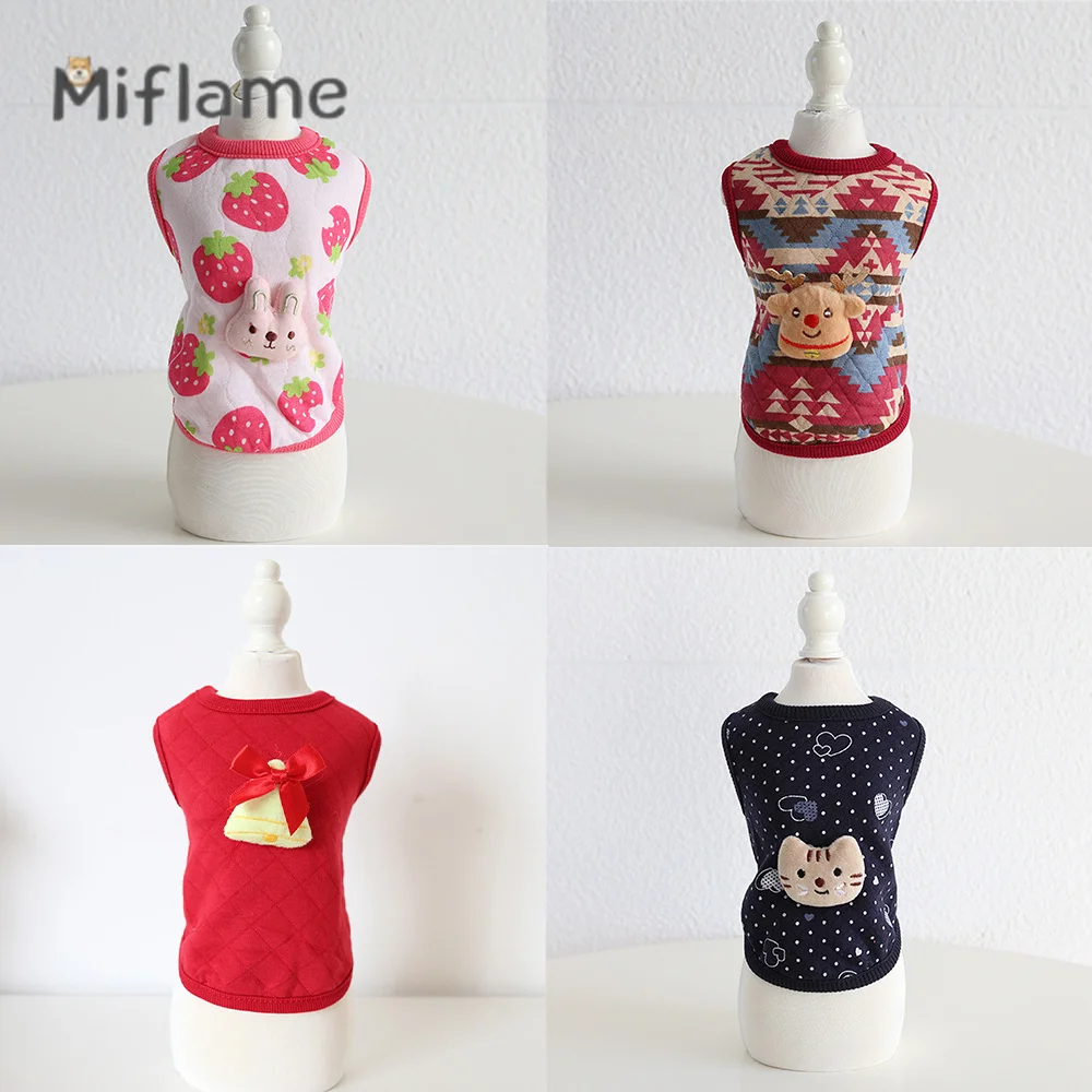 

Miflame Checker Animal Head Puppies Kitten Clothes Warm Cotton Dog Vest Spitz Pomeranian Pug Costume Newborn Cats Dogs Sweater