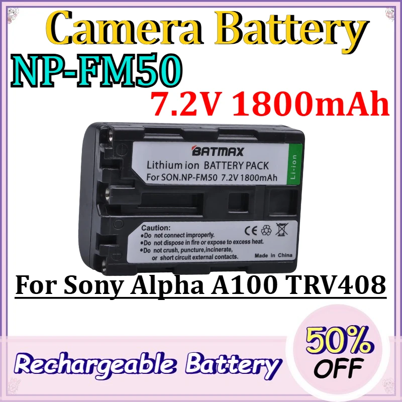 NP-FM50 7.2V 1800mAh Camera Battery for Sony Alpha A100 TRV408 Replacement Rechargeable Lithium Battery