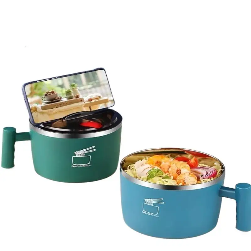 1000 ml großer Schüssel-Lunchbehälter mit Telefonständer – Müslischalen für Thai-Suppen für Zuhause, Küche, Camping – 6er-Set Geschirr