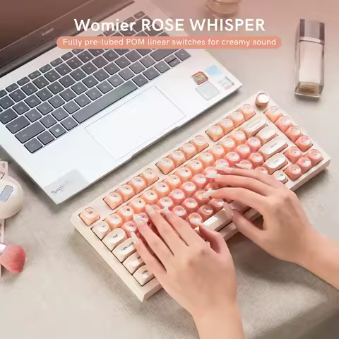 Womier WK75 75% Wireless Mechanical Keyboard BT5.0/2.4G/USB-C Hot Swappable Gasket Structure RGB Backlit Keyboard for PC Laptop