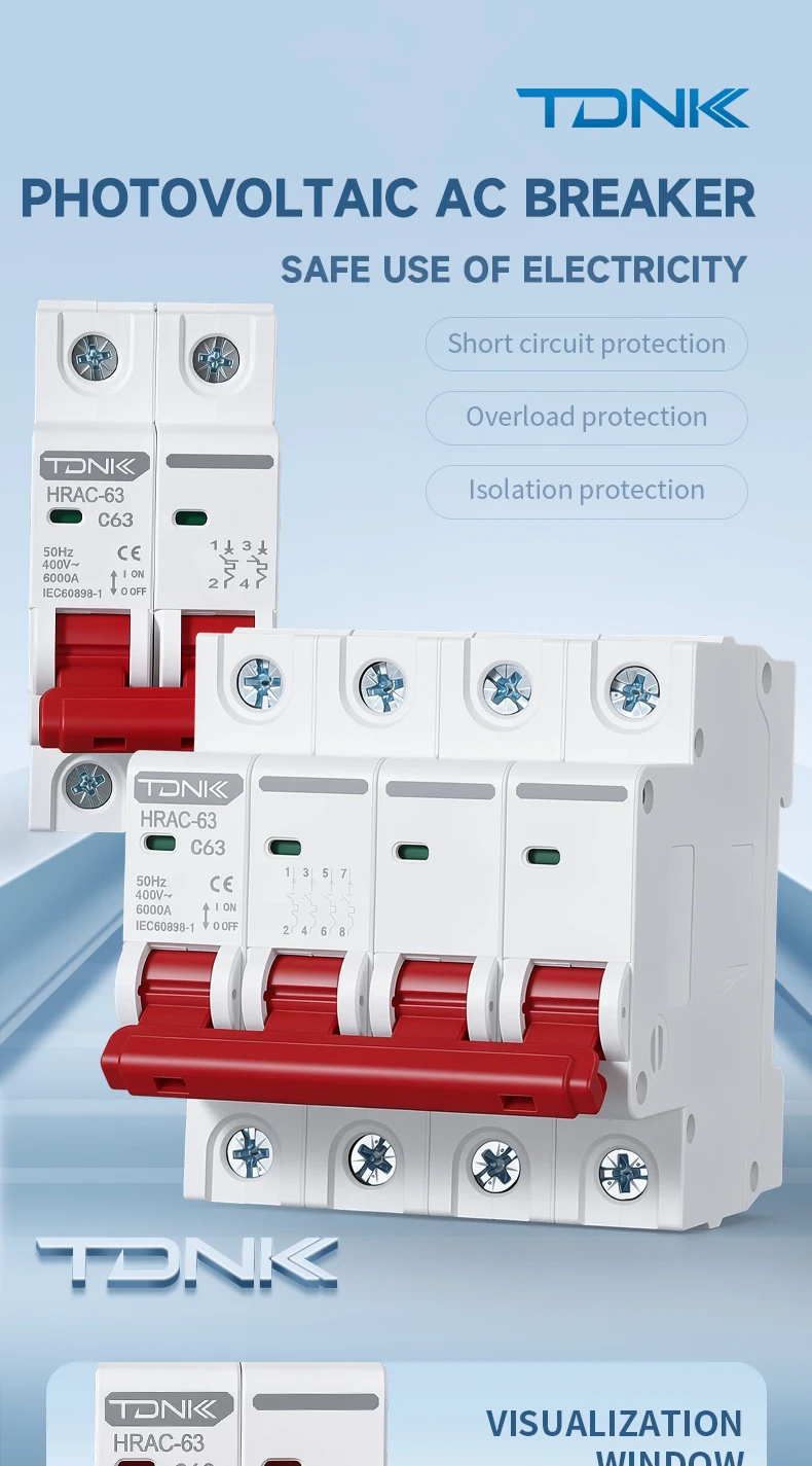 TDNK AC Mini-Leitungsschutzschalter MCB 1P 2P 3P 4P 6A-63A C-Typ DIN-Schienen-Luftschalter für den Überlastschutz im Haushalt – Detail 1