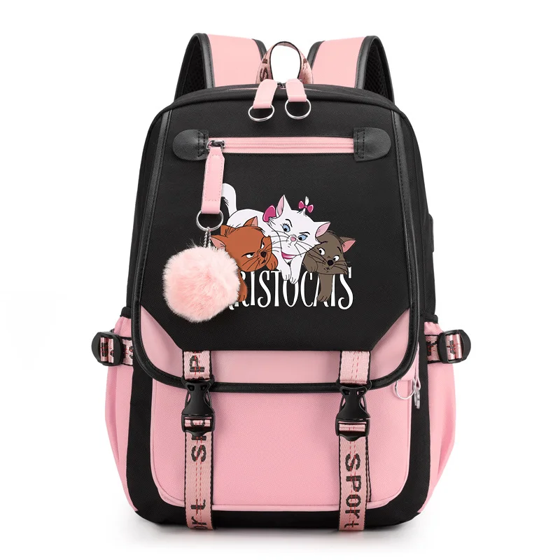 

The Aristocats Marie Cat Women Men Travel Bag Mochila Backpacks Teenager USB Charging Laptop Backpack Shoulder Bag Girl Backpack