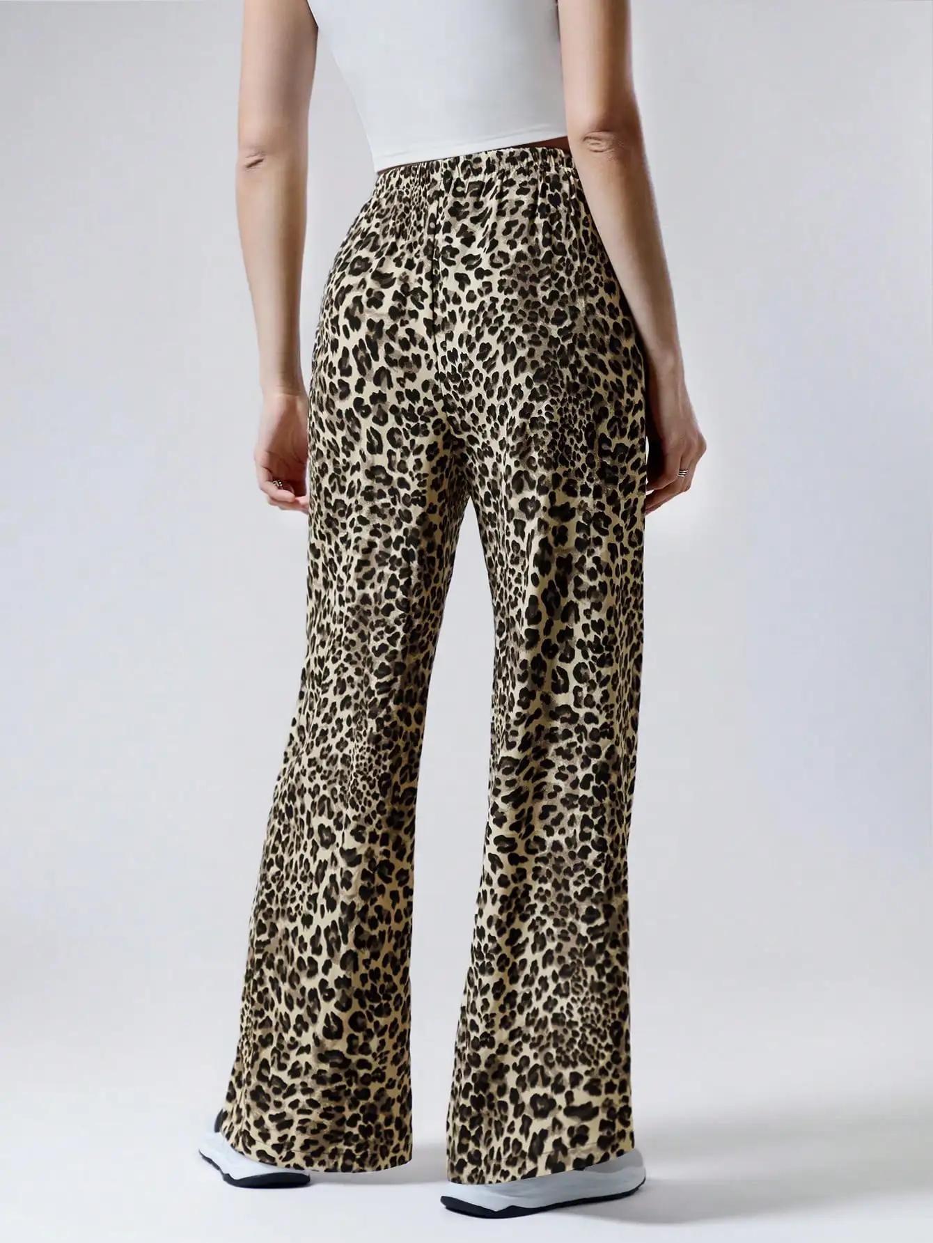 Leopard Print High Waist Casual Pants For Women Loose Straight Leg Fashion Long Trousers