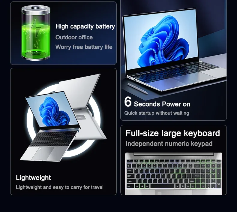 Portátil Seraphic 2026 Original de 15.6 Pulgadas, Pantalla IPS FHD N95 de 120 Hz, Pantalla Ultra Clara Microscópica, 7500 mAh, SSD de 32 GB/2 TB, Exalted